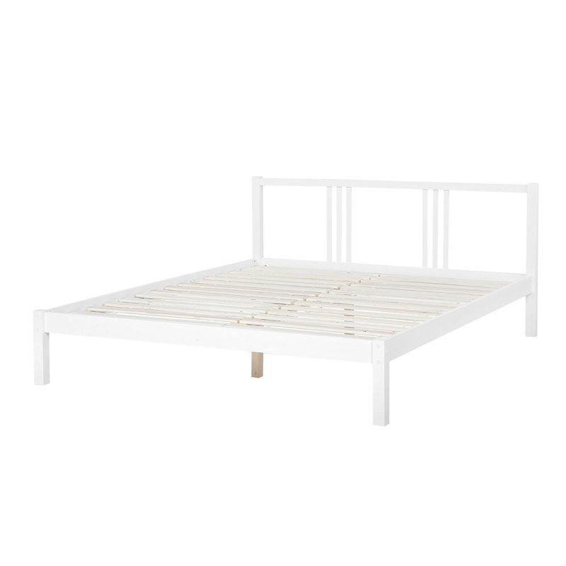 Kinch Solid Wood Bed, White, European Double (140 x 200 cm)