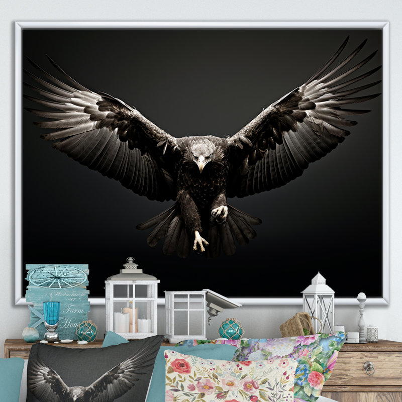«Bold Eagle Power Hunter II», impressions encadrées, Cadre flottant blanc, H 34 po x l 44 po x P 1,5 po