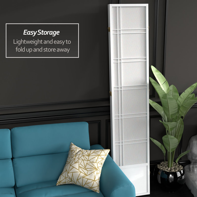 83.5" Double Cross Shoji Room Divider, White, 3 Panels