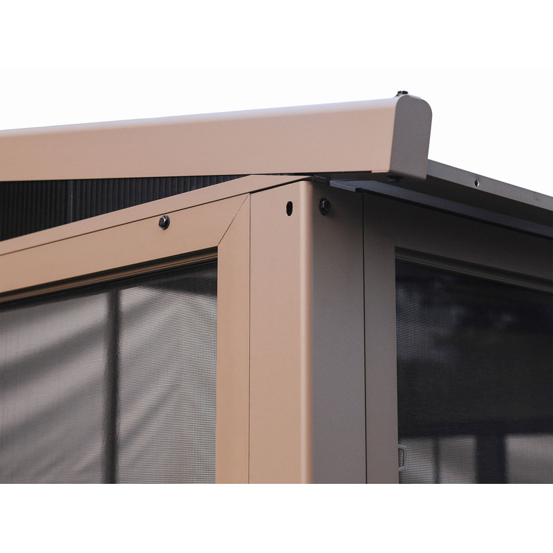 Florence Sand Aluminum Wall-Mounted Solarium with Steel Roof