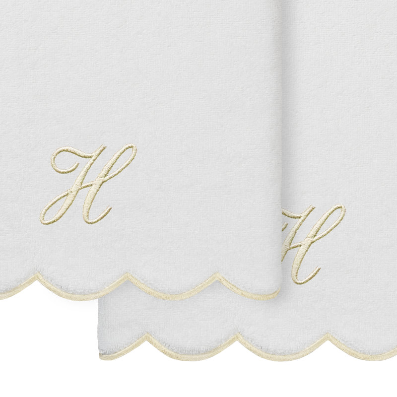  Ensemble de serviettes de bain personnalisables 100% coton turque ADORNIA 2PC, H, Blanc / beige