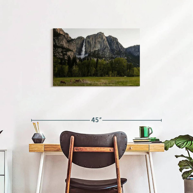 Deer Against Yosemite Falls, 20" H x 30" W