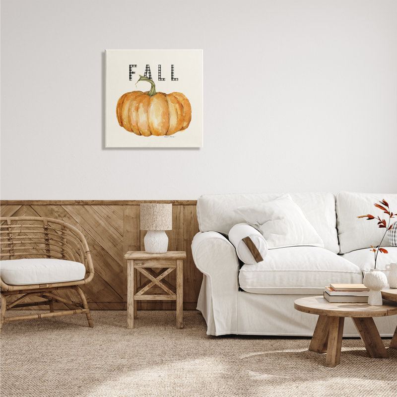 «Fall Pumpkin Black Farm Plaid» par Stephanie Workman Marrott - impression graphique, H 24 po x l 24 po x P 1,5 po