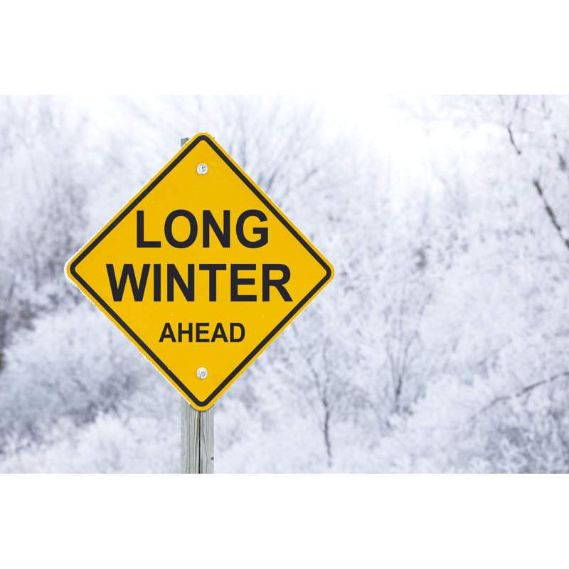 Long Winter Ahead Sign by JamesBrey - No Frame Art Prints on Canvas, 20cm H x 30cm W