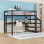 Lit mezzanine en métal avec bureau, escalier de rangement, lumières DEL et ports USB-667142655