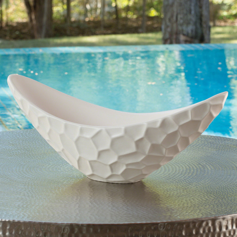 Honeycomb Long Bowl-Matte White