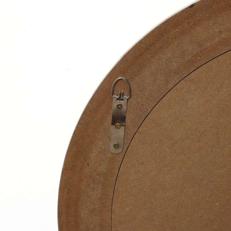 23.3" Round Wall Mirror with Travertine Finish