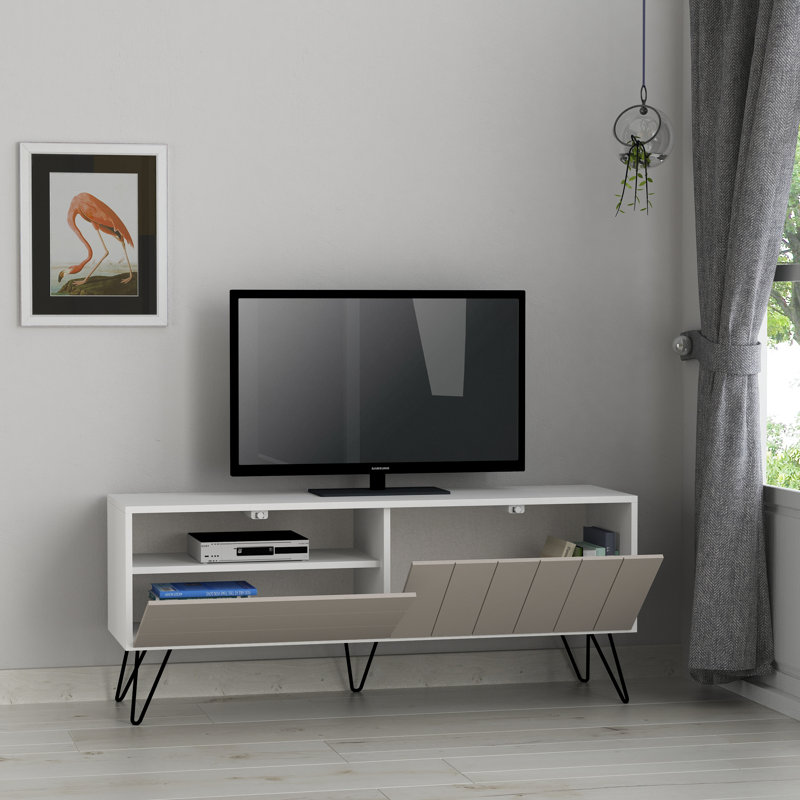 Meuble télé pour téléviseur de 60 po ou moins Ivoryrose, Blanc / taupe