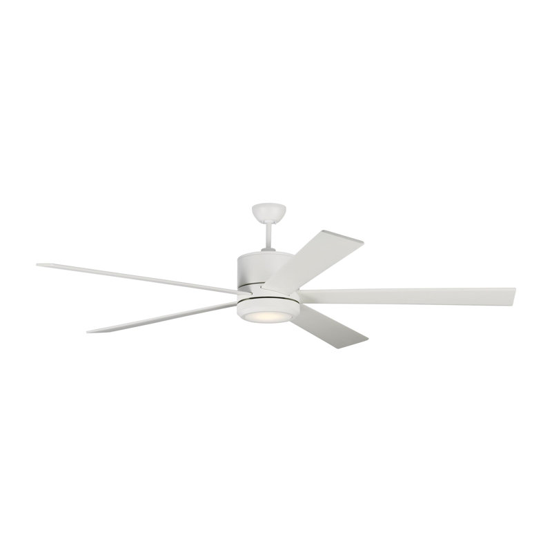 72'' Ceiling Fan with LED Lights, Matte White with White Blades