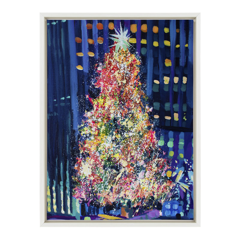 «Rockefeller Center Tree» par Rachel Christopoulos, reproduction d'art sur toile encadrée, H 24 po x l 18 po x P 1,62 po