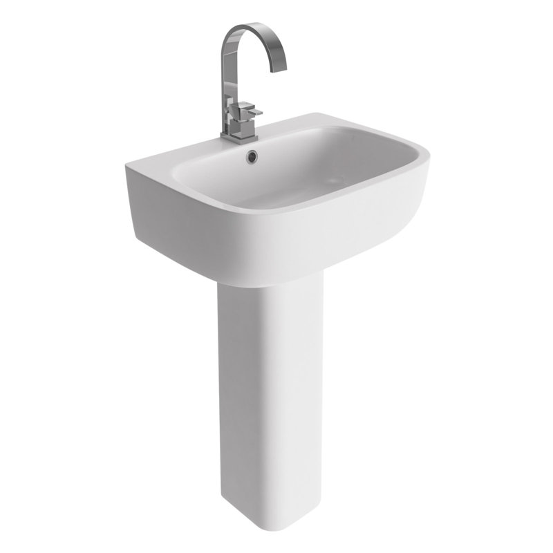 White Stone 830mm L x 550mm W White Ceramic Rectangular Sink with Overflow
