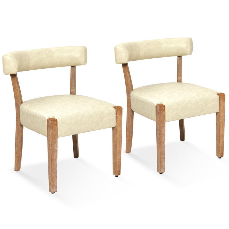 Chaises de salle à manger rembourrées Cindina, Similicuir beige / bois