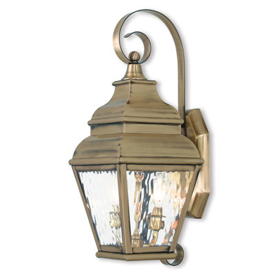 8-inch 2 Light Outdoor Wall Lantern Pendant Lighting Fixture - Clear Water Glass Shade