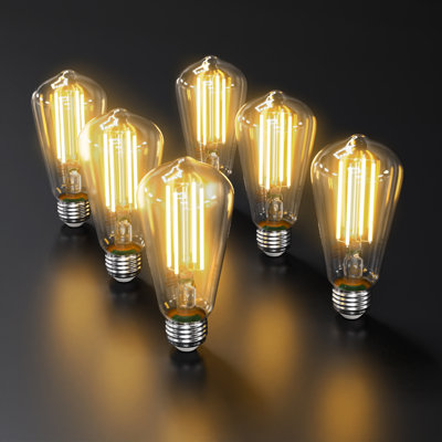 Ampoules à filament DEL à intensité variable St58 - 8 W 800 lumens - blanc doux 2700 K - culot E26 - paquet de 6