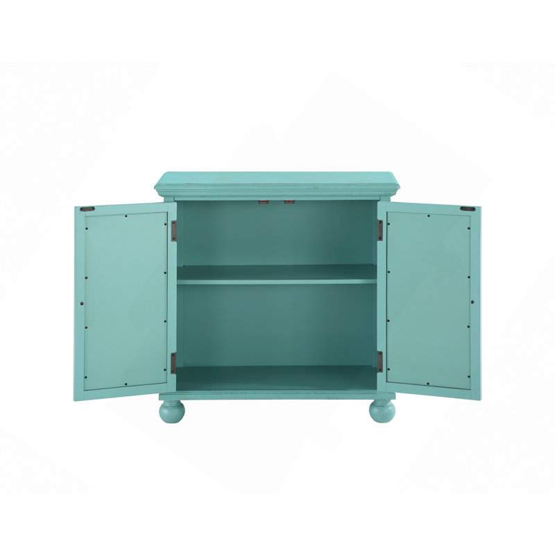 Armoire de rangement classique classique 1Pc avec accoudoirs et portes miroir, Turquoise