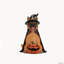 Statue de berger allemand d'Halloween avec chapeau de sorcière et citrouille lumineuse DEL