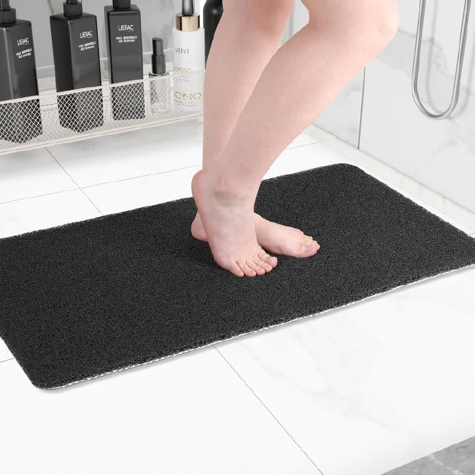 Tapis de douche antidérapant à séchage rapide avec grattoir pour les pieds, Noir