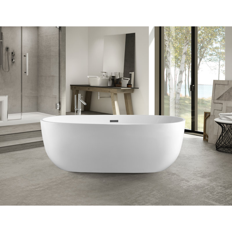 67" x 32" Freestanding Soaking Acrylic Bathtub