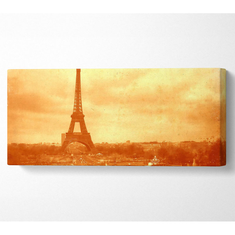 Old Image Of The Eiffel Tower - Wrapped Canvas Print, 50.8cm H x 121.9cm W x 10cm D