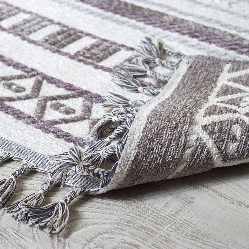 Tapis kilim en coton gris clair Quint, Rectangle 6 pi 7 po x 9 pi 6 po
