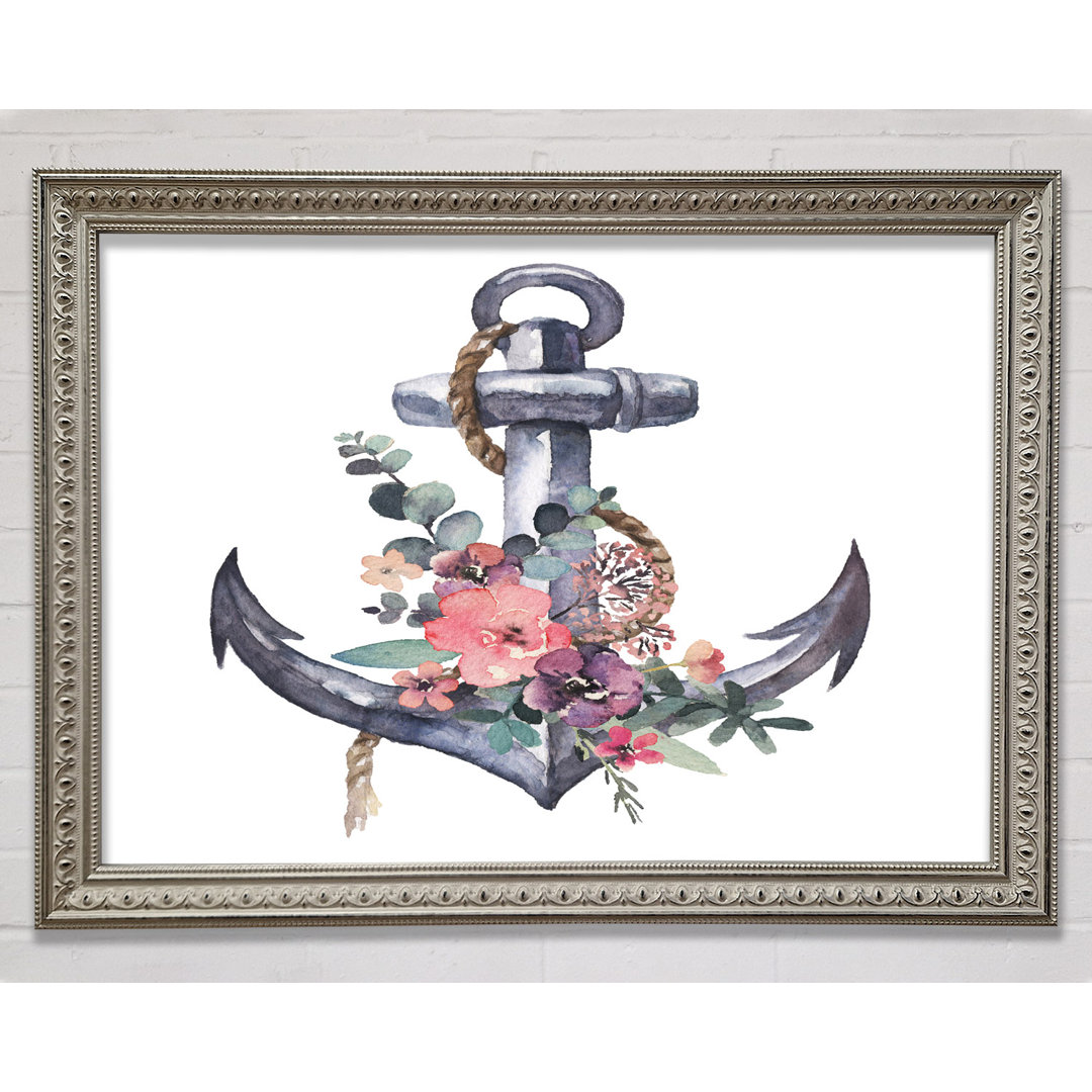 Gerahmtes Leinwandbild Watercolour Anchor