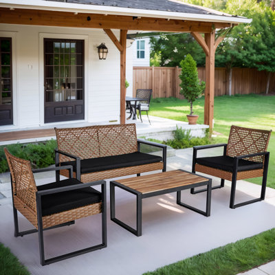 Mondy Acacia 4 - Person Patio Conversation Set with Cushions