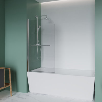 31'' W X 55'' H Frameless Bathtub Pivot Shower Door With 180° Swing & Stainless Steel Handle