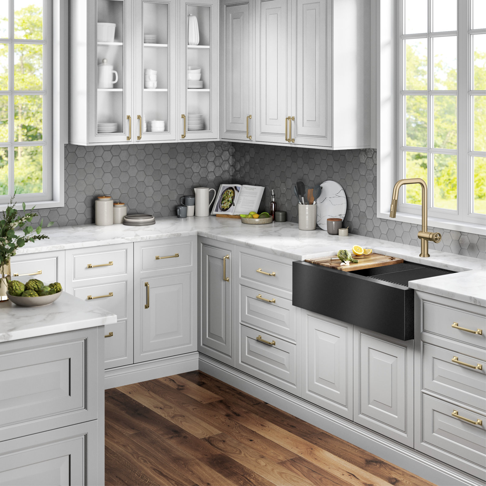 Urbix Industrial Pull-Down Kitchen Faucet, Brushed Gold