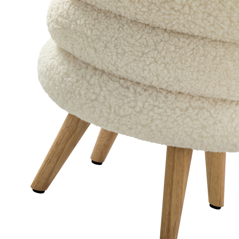 Repose-pieds de 15,7 po Eduardo, Polyester ivoire