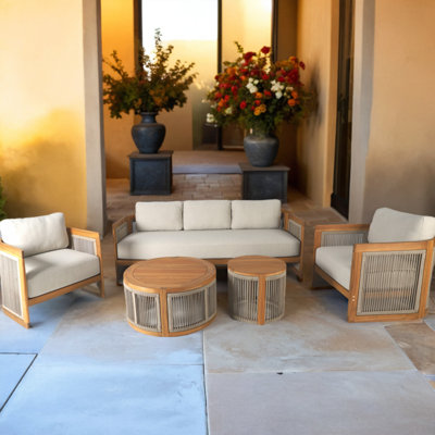 Ensemble de conversation de patio pour 5 personnes avec coussins Acacia