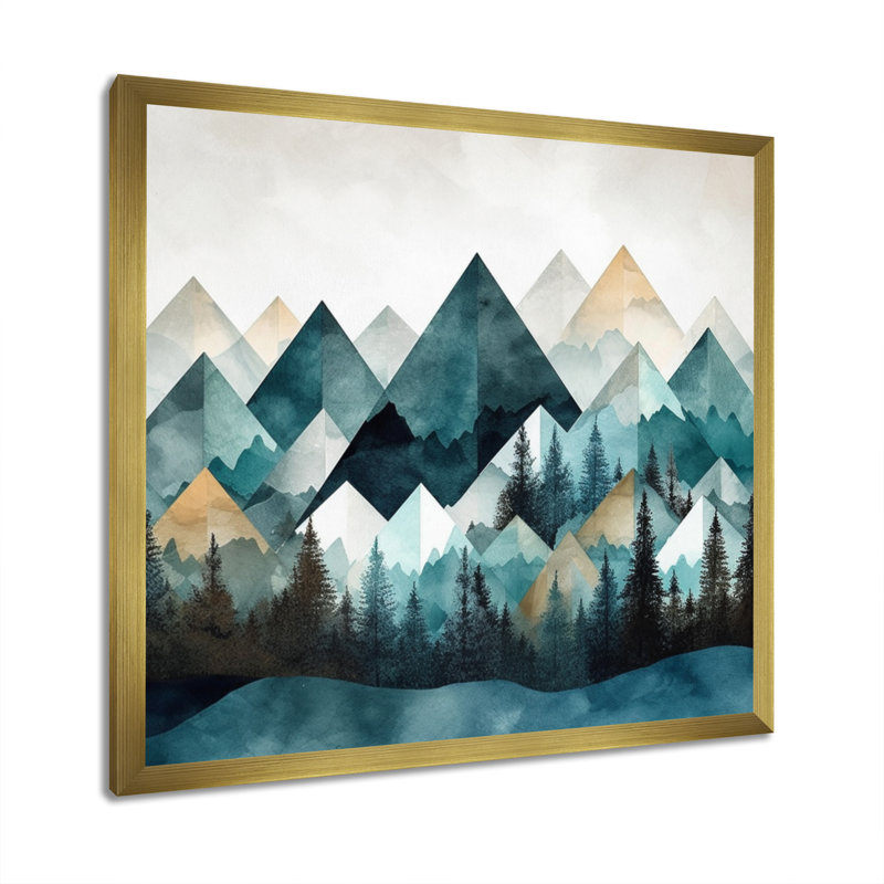 Minimalisme montagnes d'hiver I sur toile, H 16 po x l 16 po x P 1 po, Cadre flottant doré