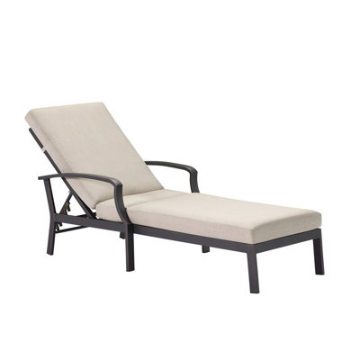 Chaise longue d'extérieur, chaise longue réglable en aluminium antirouille couleur canon de fusil avec coussin épais