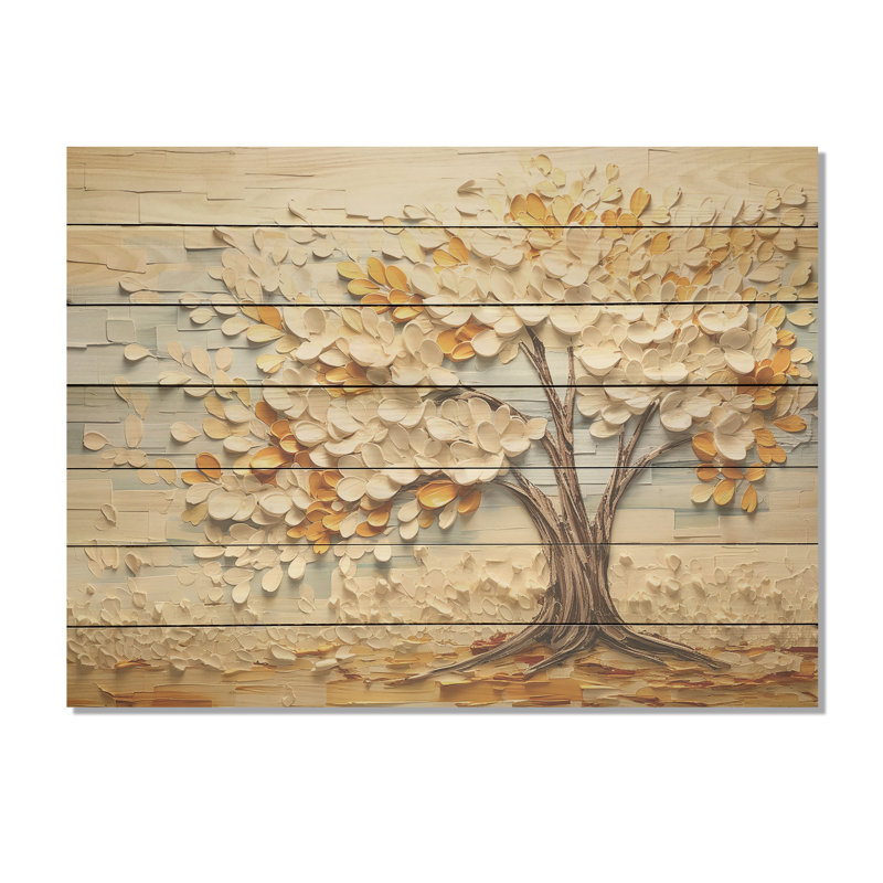 Minimalisme américain Basswood Tree IV - impression d'arbre sur bois, H 34 po x l 44 po