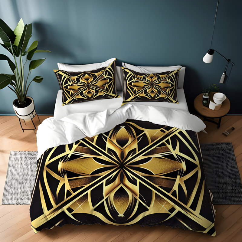Polyester Abstract Duvet Cover, King Duvet Cover + 2 King Shams