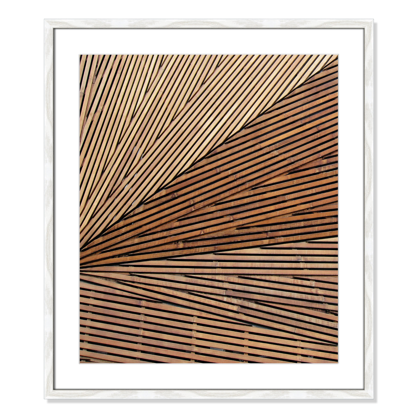 Fayette "Geometric Wood Panel 1" Print, 25.5" H x 21.5" W x 0.75" D, White Wood Grain