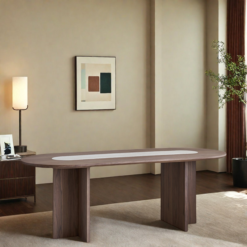 Retro Oval Dining Table., 29.92"H x 86.61"L x 35.43"W