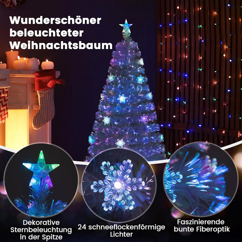 Lighted Artificial Pine Christmas Tree, 150cm H