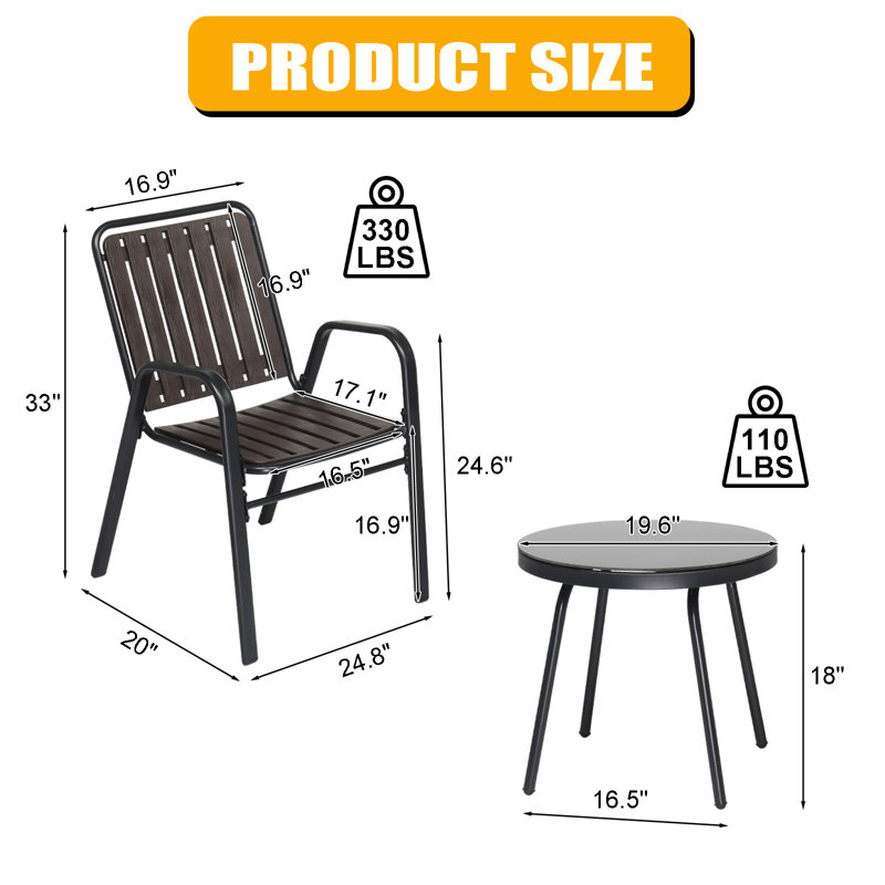 Koushik 2 - Person Patio Dining Set with Round Table