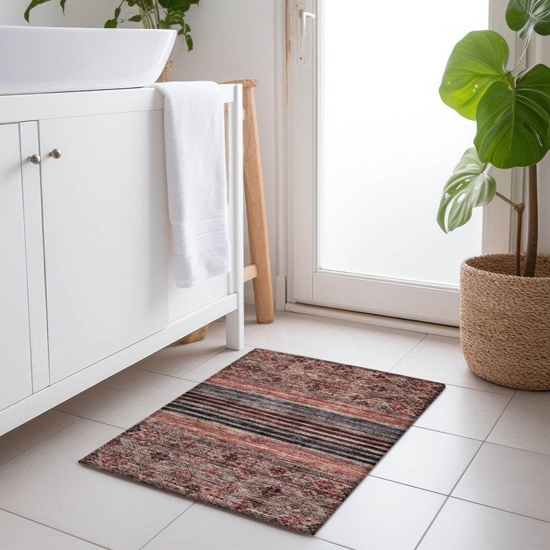 Tapis paprika intérieur / extérieur lavable à la machine Claudian ACN1641, Rectangle 1 pi 8 po x 2 pi 6 po