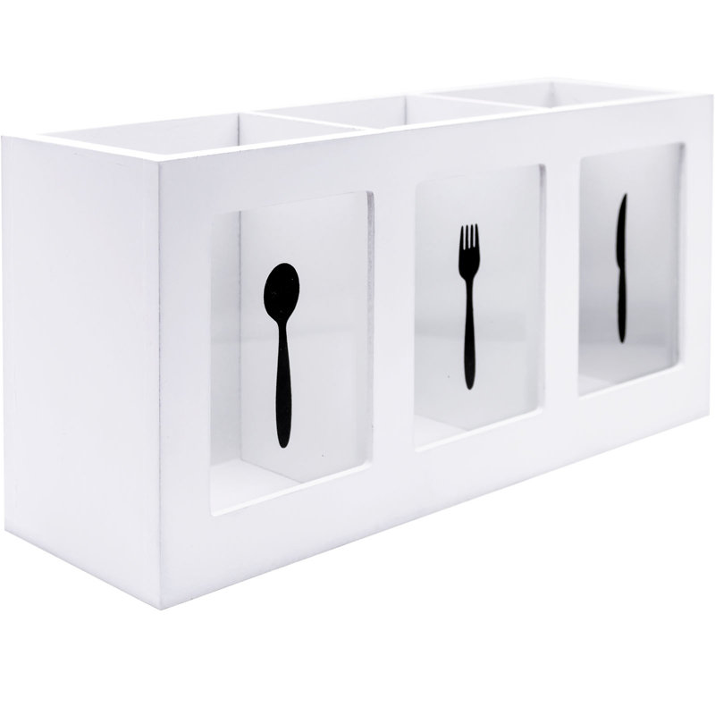 Linnda Wood Rectangle Utensil Crock