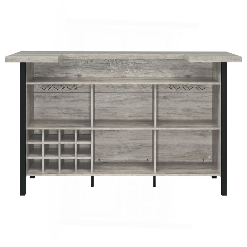 Menimen Grey Driftwood Freestanding Bar Unit, Grey