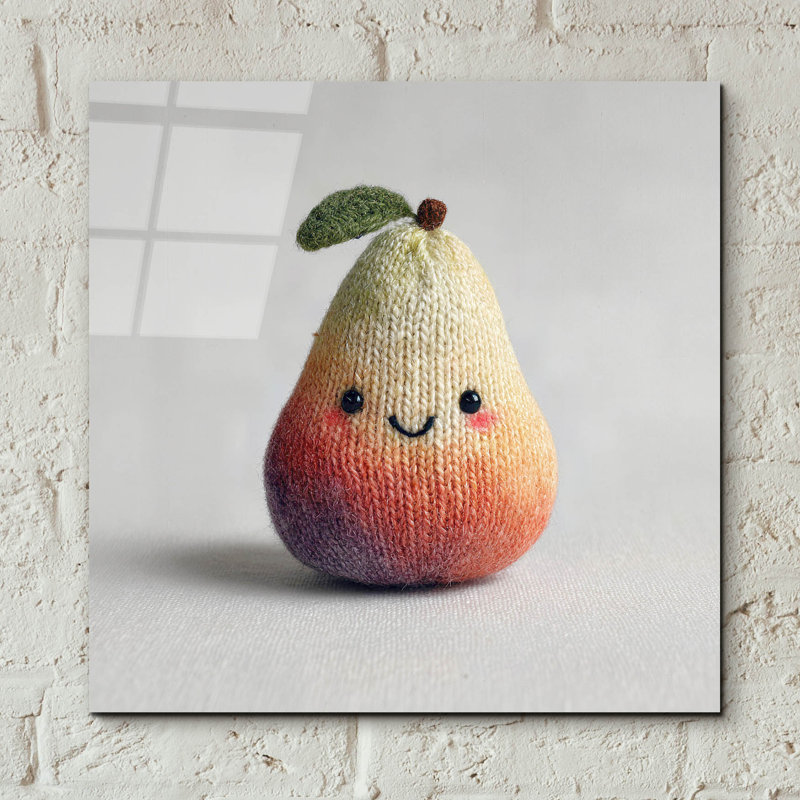 Art mural en verre épique «Kn tricot Emotion Support Pear» par Ann Klee, 12 po x 12 po, H 12 po x l 12 po