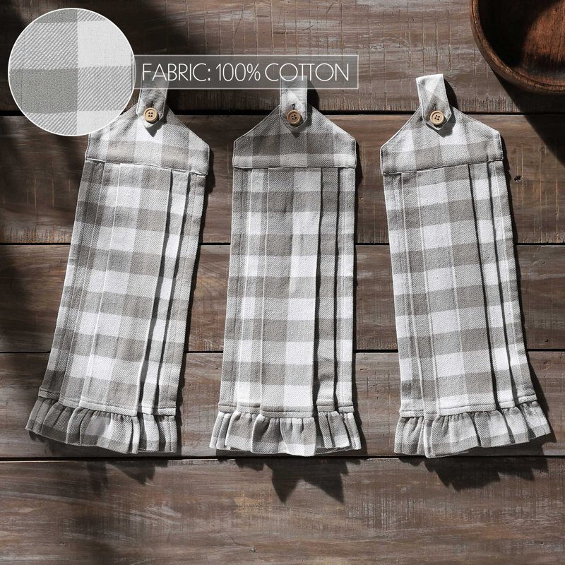 Serviette de cuisine à carreaux Annie Buffalo, Gray/White