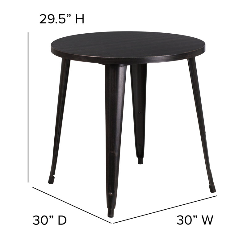 Pelzer 30'' Round Metal Indoor-Outdoor Table, 29" H x 30" W x 30" D, Black-Antique Gold