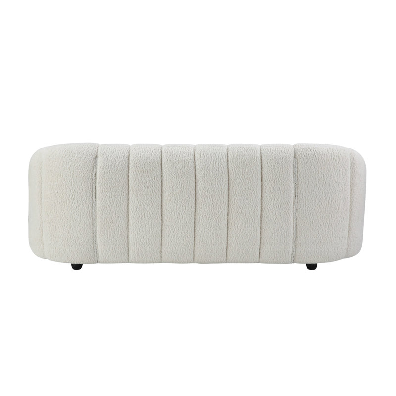 3 sièges revêtus de blanc, maquillage en mousse complète, style dossier serré, structure intérieure en bois, canapé de 37 po de large et dossier, structure solide, 84 po de profondeur