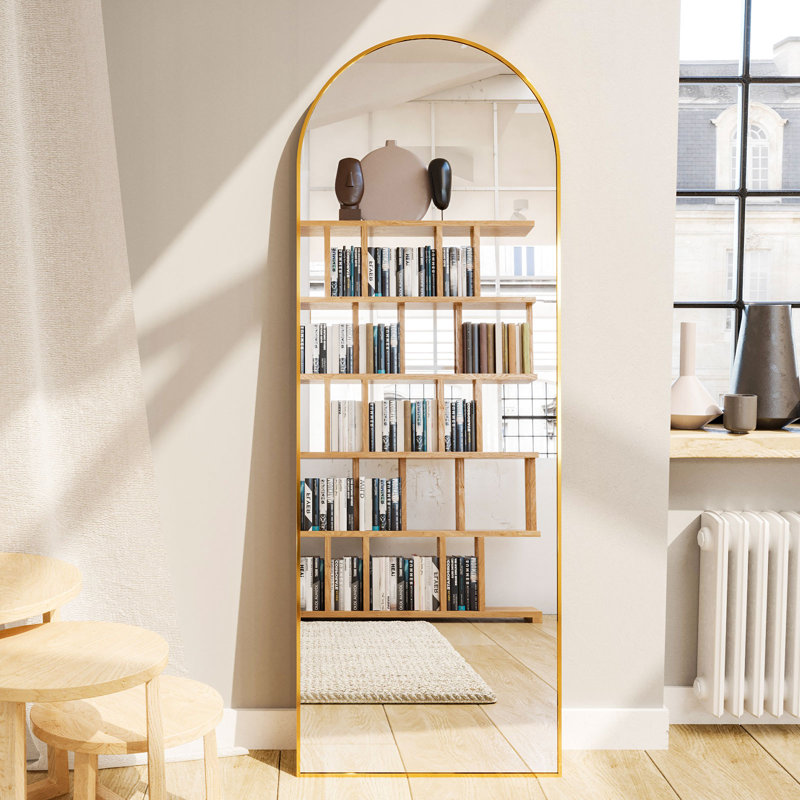 Arch Free Standing Full Length Mirror, Gold, 64" x 21"