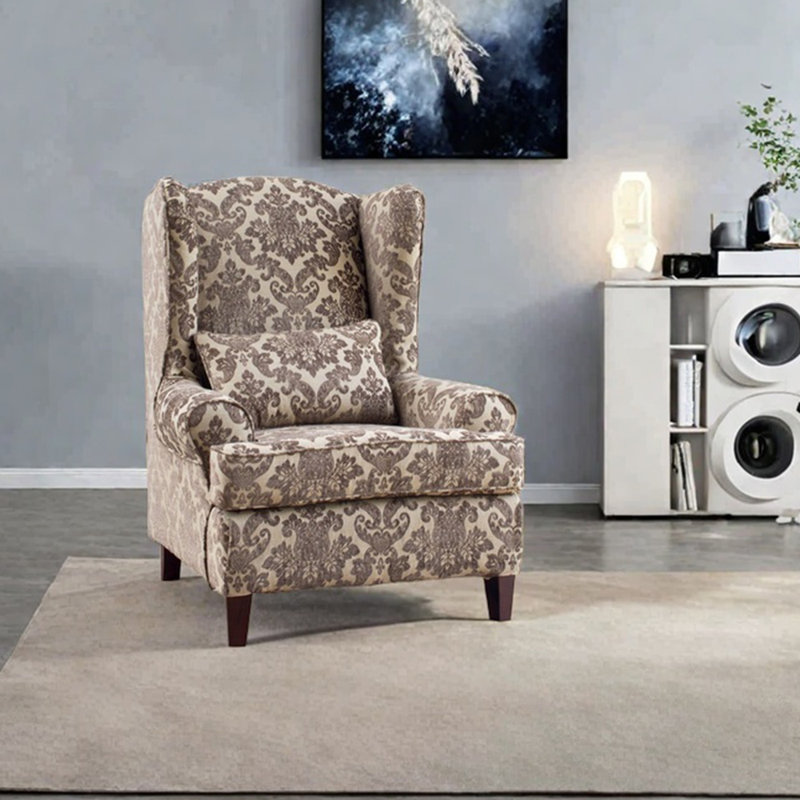 Chaise longue en jacquard de coton et lin