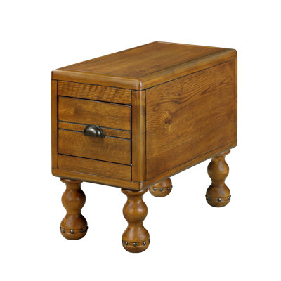 Solid Wood End Table, Rectangle 23.6 Inch Narrow Side Table With Drawer, Vintage Bedside Table Nightstand For Small Spaces, Living Room, Bedroom, Easy Assembly, Antique Brown