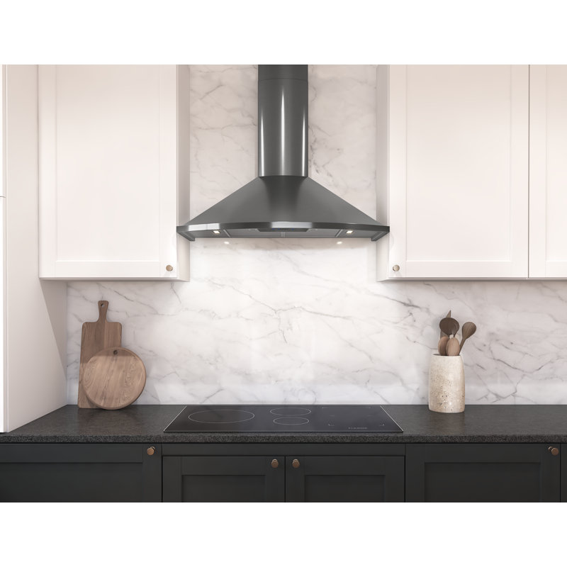 Zephyr Savona 30 in. 600 CFM Wall Mount Range Hood with LED Lights, Black Stainless Steel, 36"