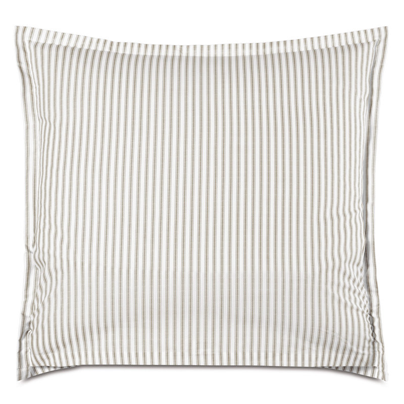 Blass Ticking Cotton Striped Sham by Alexa Hampton, Fawn, Euro
